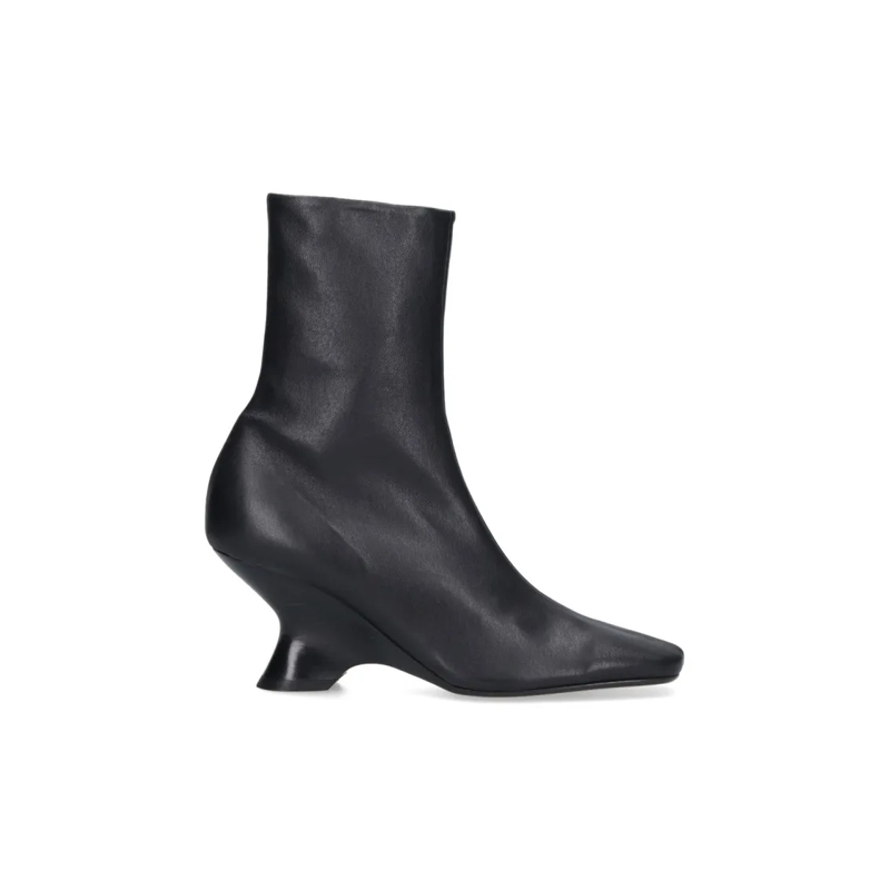 Dries Van Noten Stiefel Pointed Toe Ankle Boots With Sculptural Heel Black