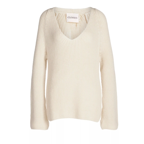 Closed v neck long sleeve ivory Maglione di lana