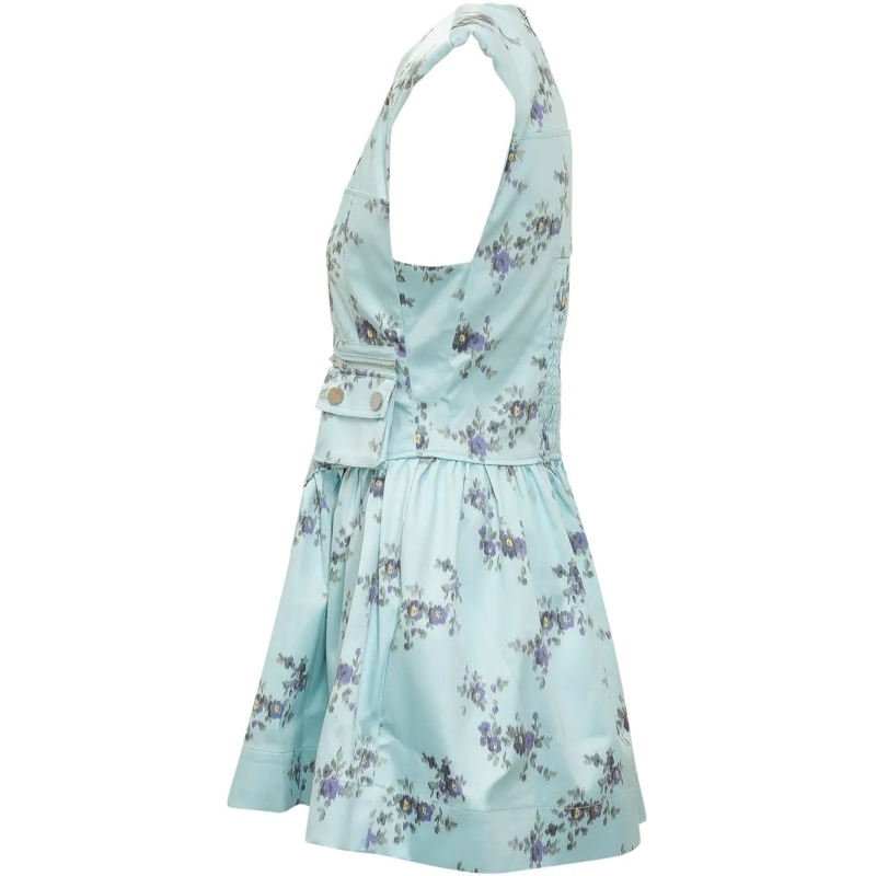 GANNI Minikleid Abito Mini con Corsetto e Stampa Floreale hellblau(Image 3)