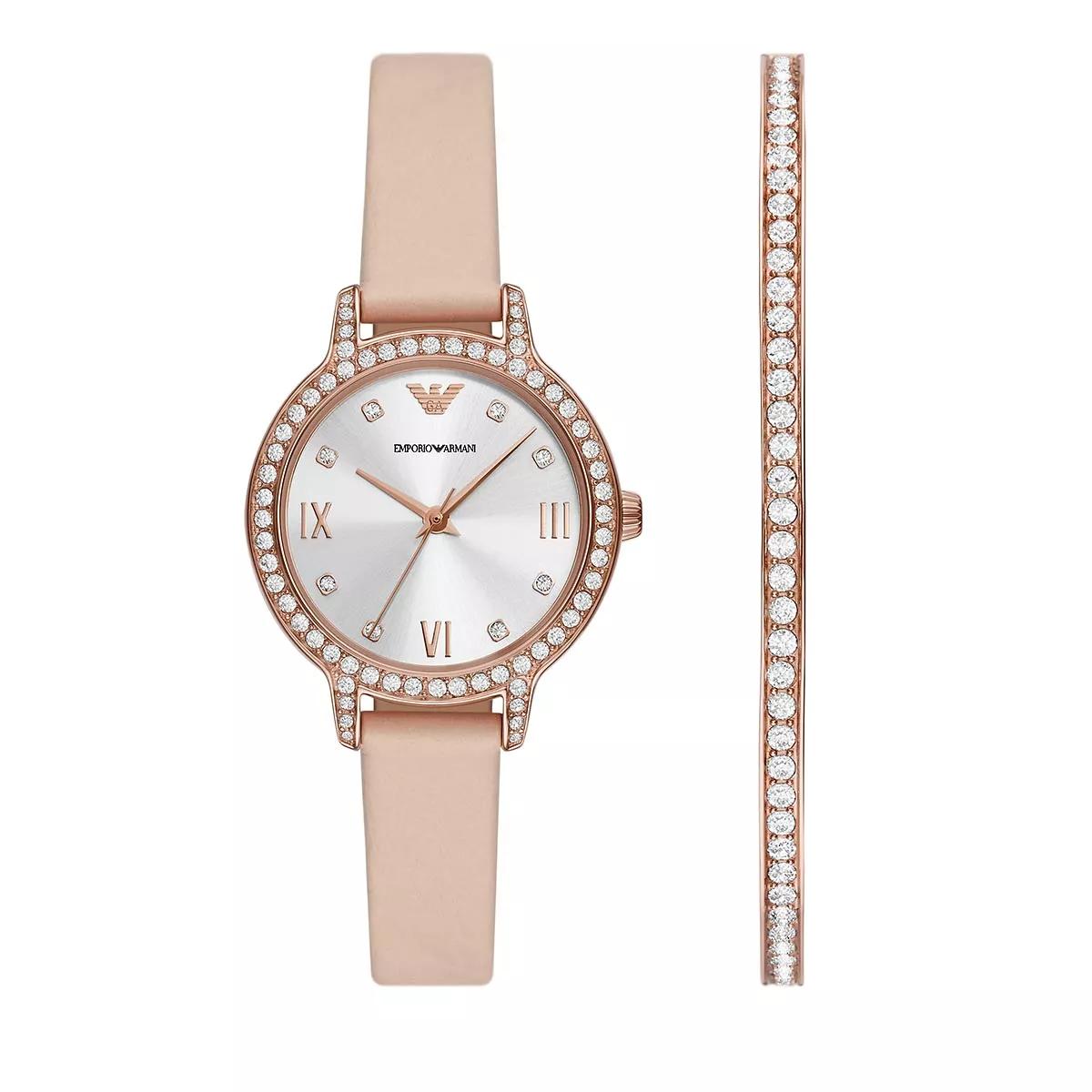 Emporio Armani Uhr - Emporio Armani Three-Hand Pink Leather Watch and - Gr. unisize - in Gold - für Damen