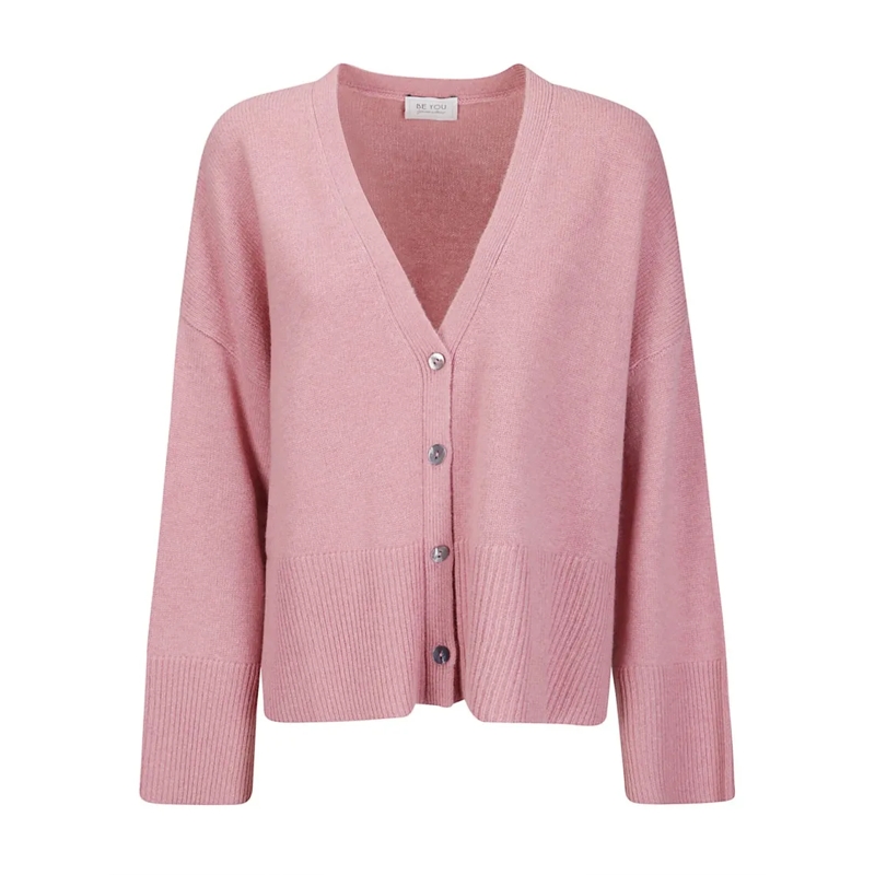 Be You Cardigan Short Cashmere Cardigan With Front Buttons And V-N Pink