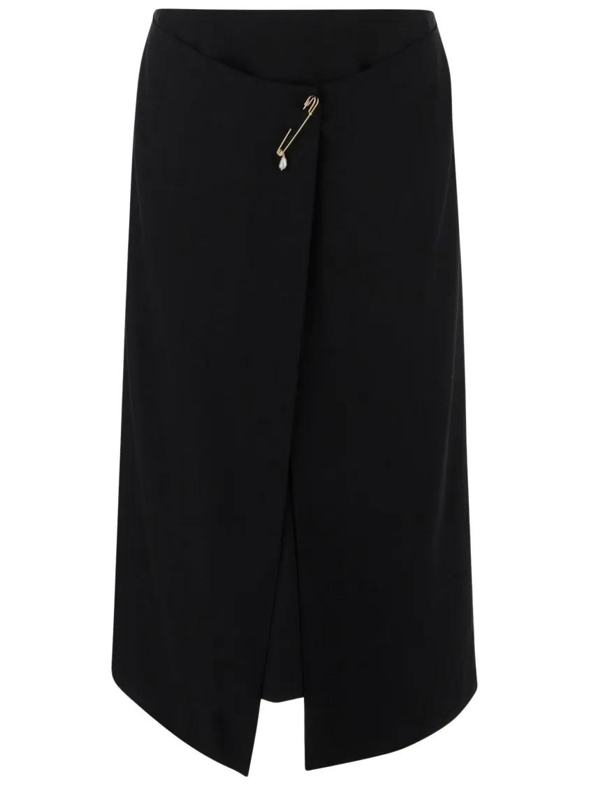 Thumbnail - CARVEN - Crepe Skirt With Brooch - Größe 38 - black