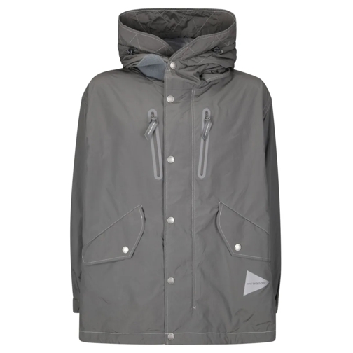 And Wander Parka-Mäntel Button-Up Nylon Jacket With Pockets Grey