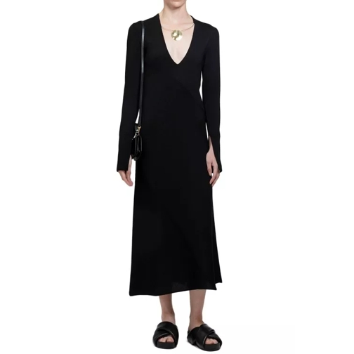 Jil Sander Long Dress With Necklace In Wool Black 