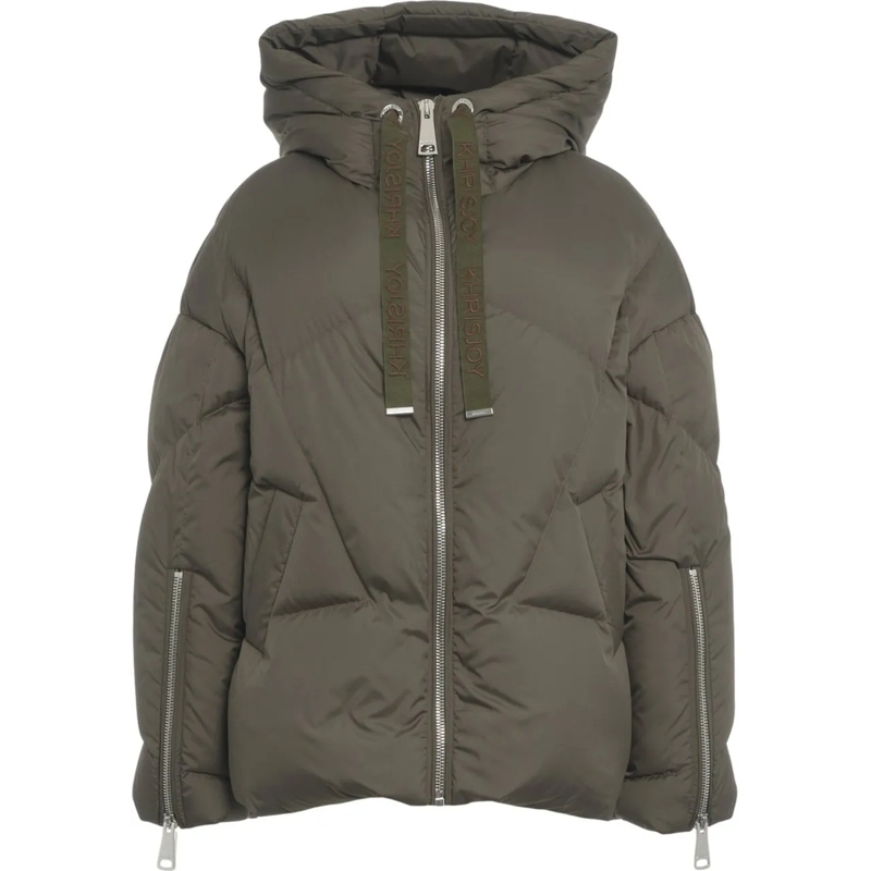 Khrisjoy Minikleid Puffer jacket with hood grün
