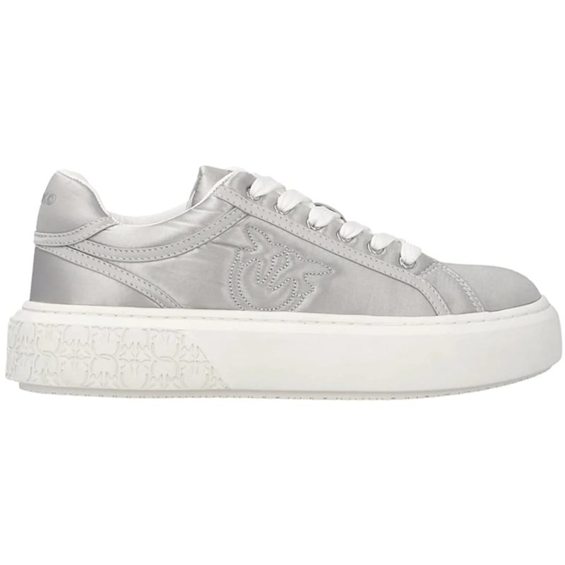 Pinko Sneaker basse Flat Shoes Satin Silver silber