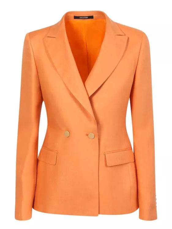 Tagliatore Orange Linen DoubleBreasted Blazer Orange Blazer