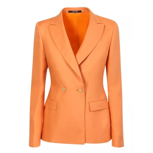 Tagliatore Orange Linen Double-Breasted Blazer Orange Blazer