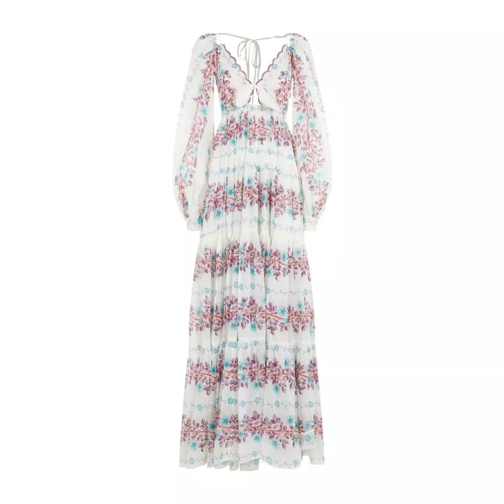 Etro White Cotton Floral Long Dress White 