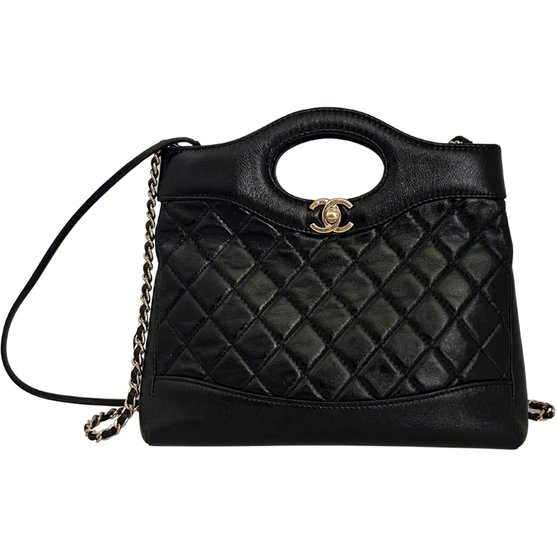 Chanel Sac à bandoulière Chanel 31 Mini Shopper, glossy lambskin leather, g schwarz