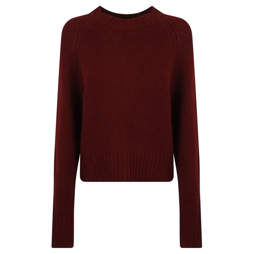 Allude Pull Burgundy Virgin Wool-Cashmere Blend Ribbed Knit Sw Burgundy