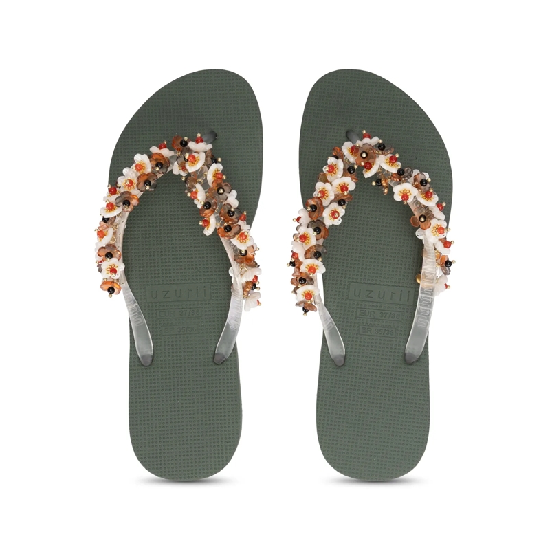 UZURII Flip Flops flip flop Tulum Bloom Coffee dunkel-grün(Image 12)