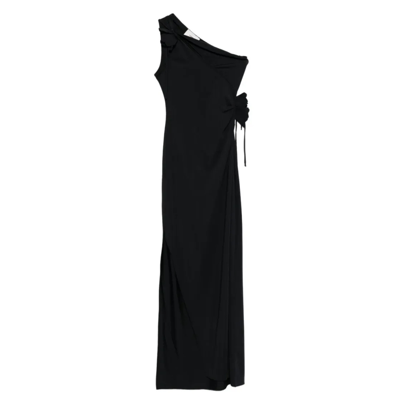 Coperni  Asymmetric Black Stretch Jersey Gown Black
