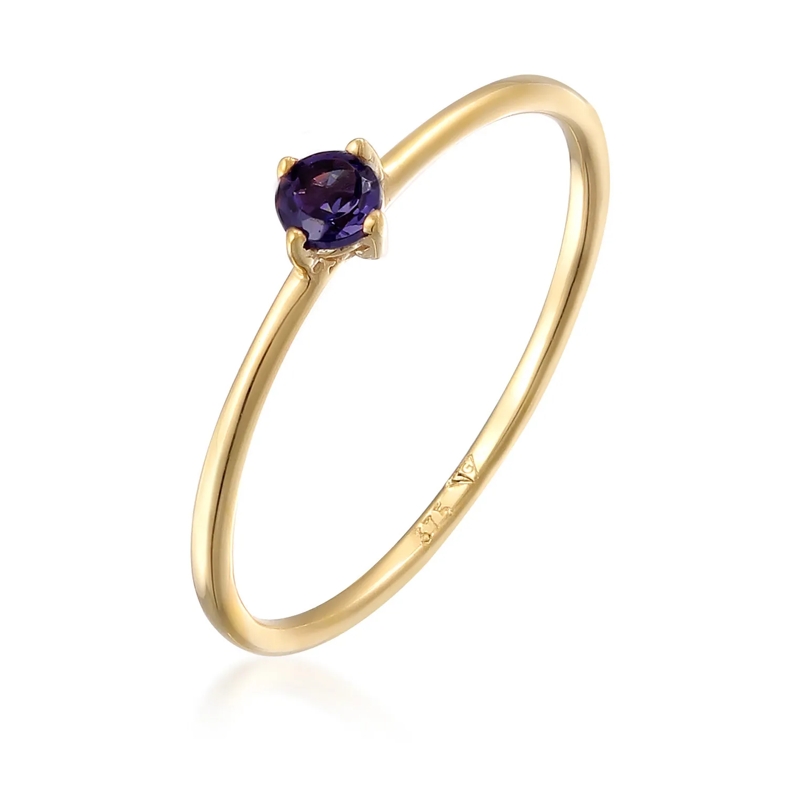 Elli Ring Ring Ring mit Lolite Edelstein 375 Gelbgold violett
