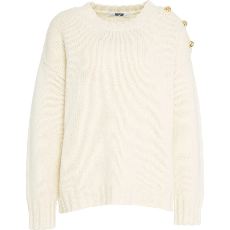 Grifoni  Sweater with decorative buttons weiß