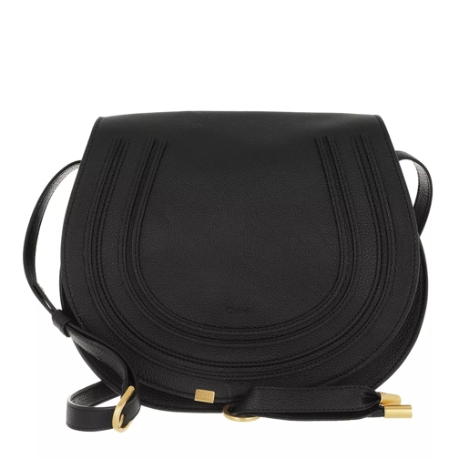 Chloé Marcie Medium Saddle Bag Grained Leather Black Crossbody Bag