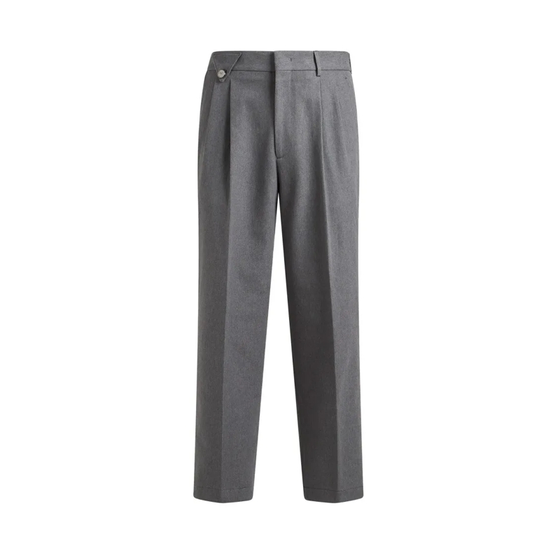 Etro Chino Two-Pleat Tailored Wool Trousers Grey