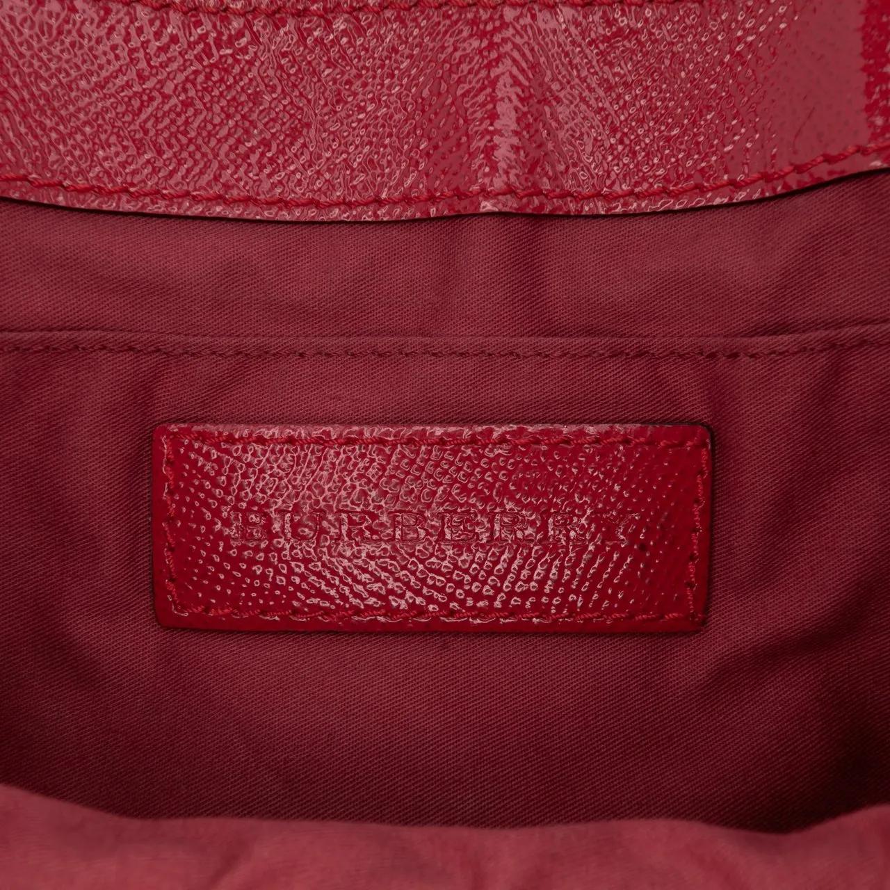 Thumbnail - Burberry Hobo Bags - Patent Leather and Haymarket Check Coated Canvas M - Gr. unisize - in Rot - für Damen