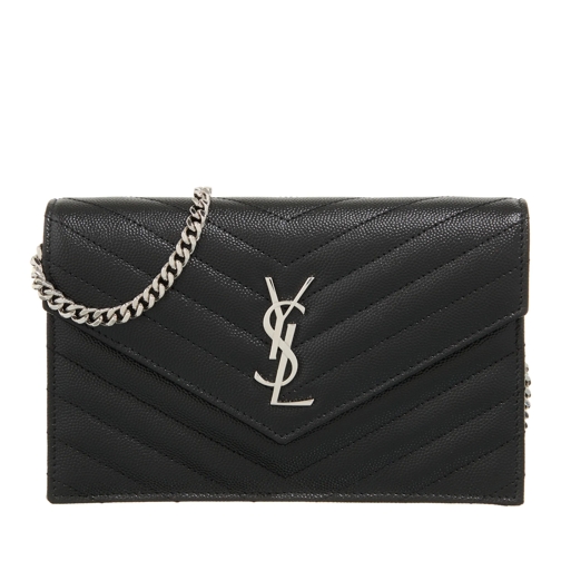 Saint Laurent Ysl Chain Wallet Monogram Nero Portemonnee Aan Een Ketting