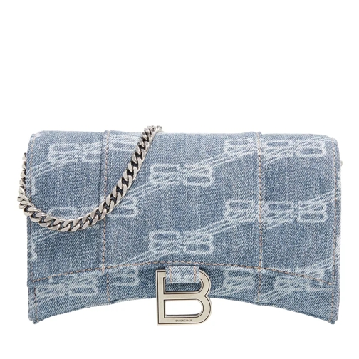 Balenciaga Hourglass Wallet on Chain Denim Blue Crossbody Bag