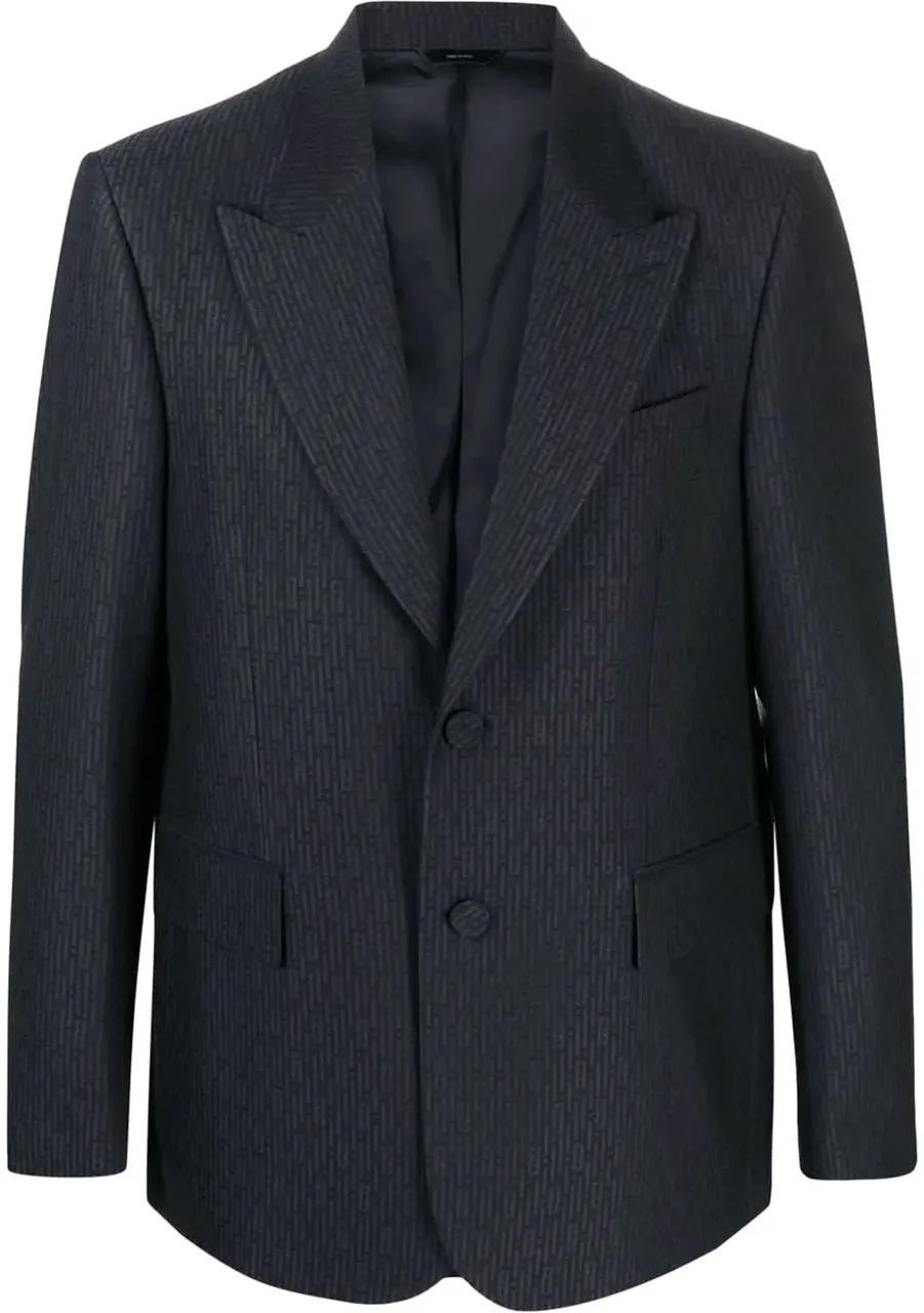 Thumbnail - Fendi - Fendi FF Motif Wool Jacket - Größe 50 - blue