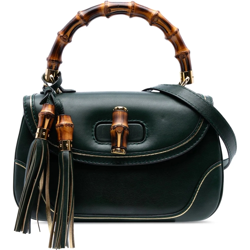 Gucci Sac à bandoulière Medium Leather New Bamboo Top Handle Bag grün