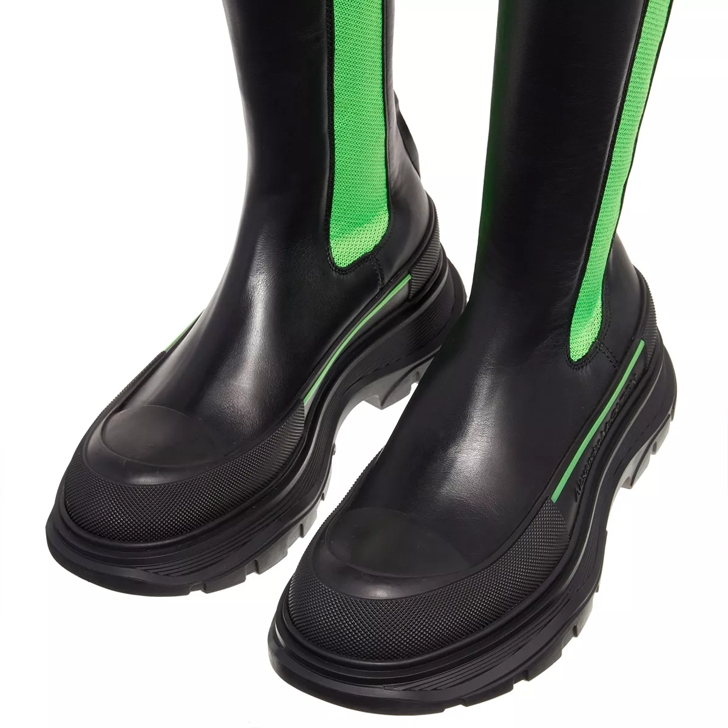 Alexander McQueen Women s Tread Slick Knee High Boot Black Acid Green Stiefel