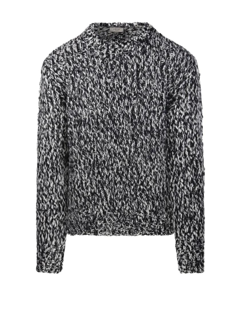 Thumbnail - Altea - Textured Knit Round Neck Sweater - Größe M - grau