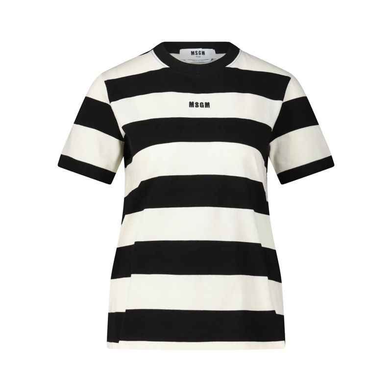 MSGM T-Shirt Gestreiftes T-Shirt mit Logo pink