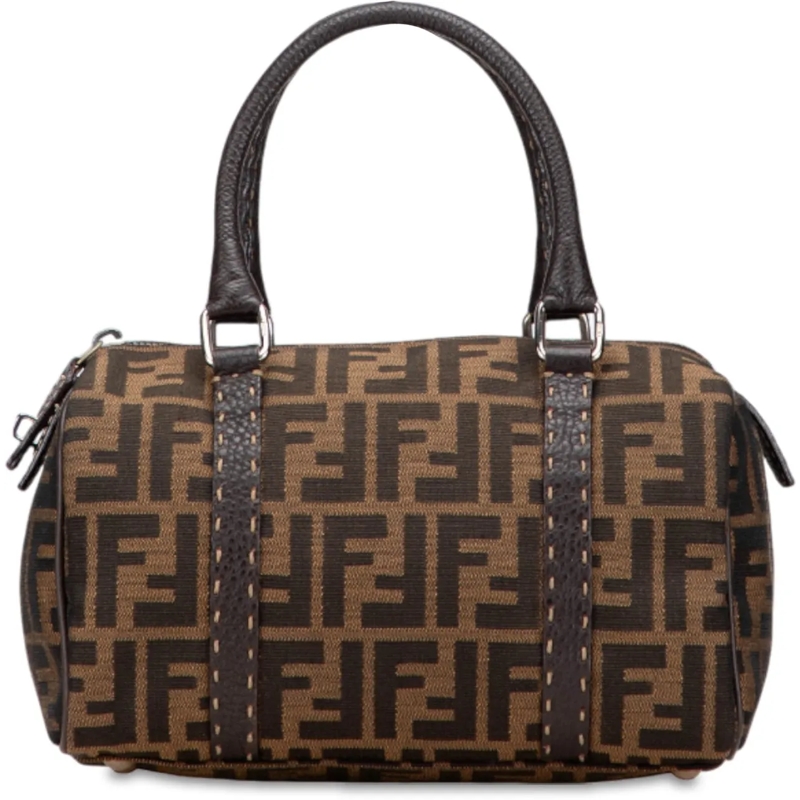Fendi Fourre-tout Mini Zucca Canvas Selleria Boston Bag braun