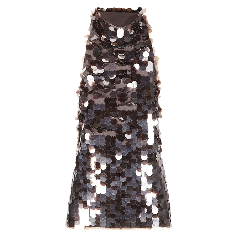 P.A.R.O.S.H. Chemisier Open Back Tank Top With Sequined Front Black