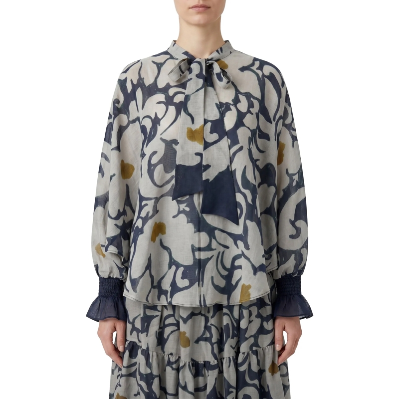 Luisa Cerano Bluse Bluse the ethnic flower navy(Image 2)