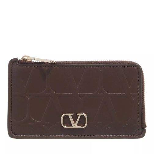Valentino Garavani V Logo Card Holder Cacao Card Case