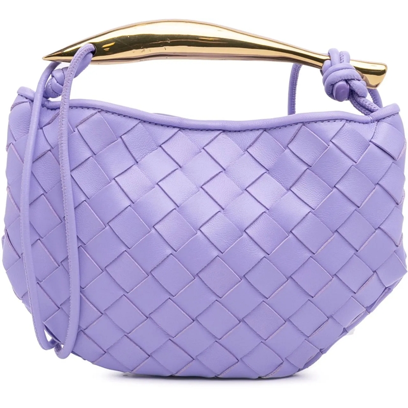 Bottega Veneta Schultertasche Baby Lambskin Intrecciato Sardine Bag lila