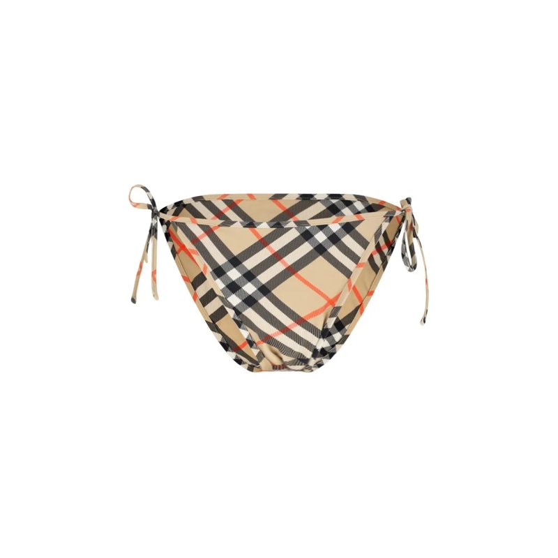 Burberry  "Check" Swimsuit Briefs In Beige Stretch Fabric Neutrals