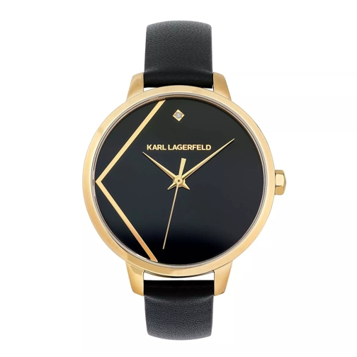 Karl Lagerfeld Klassic K Leather Strap Black/Gold Dresswatch