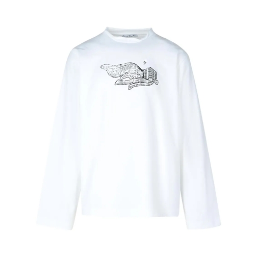 Acne Studios Langärmelige Oberteile White Cotton T-Shirt White