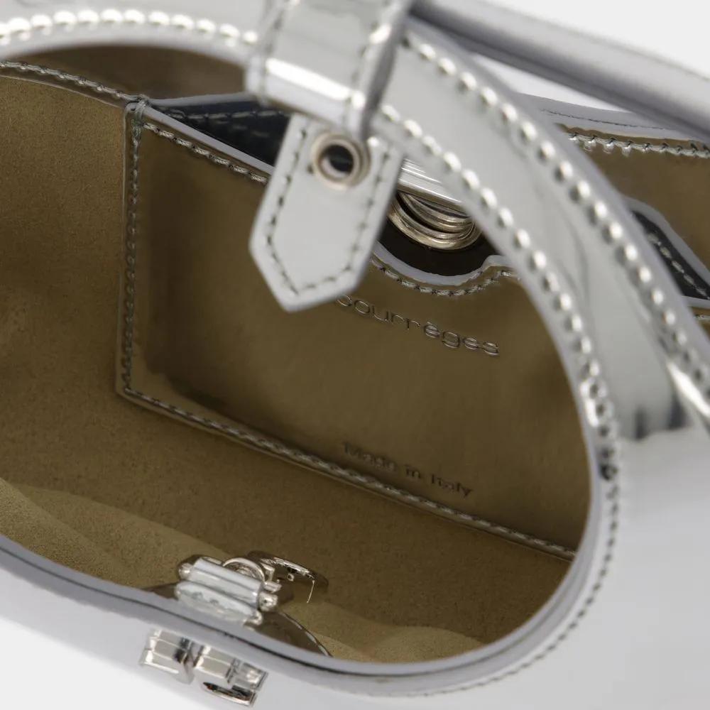 Courrèges Shoppers Mini Holy Mirror Bag Leather Silver in zilver