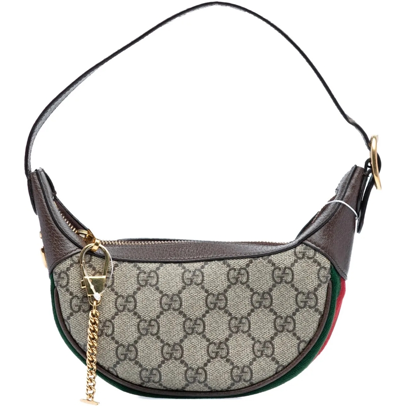 Gucci Schultertasche Mini GG Supreme Web Ophidia Shoulder Bag braun