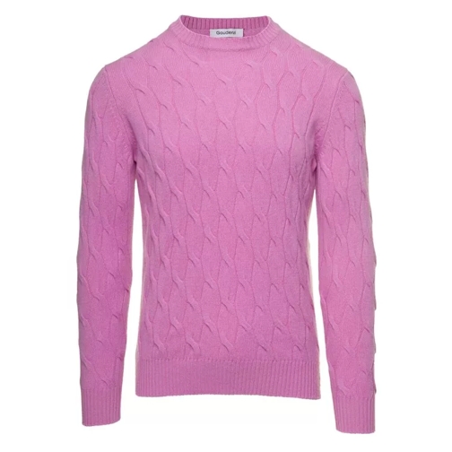 Gaudenzi Pink Cable Knit Sweater In Wool And Cashmere Pink 