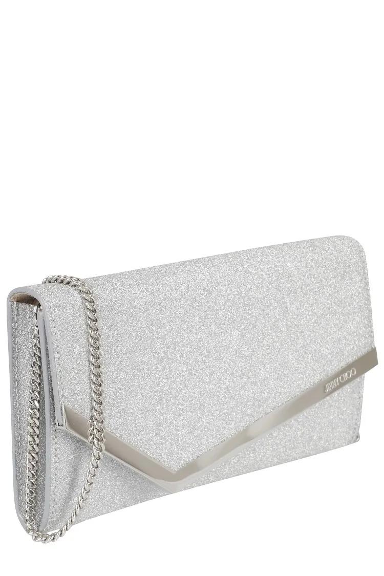 Jimmy Choo Clutches Silver Glittered Emmie Clutch in zilver