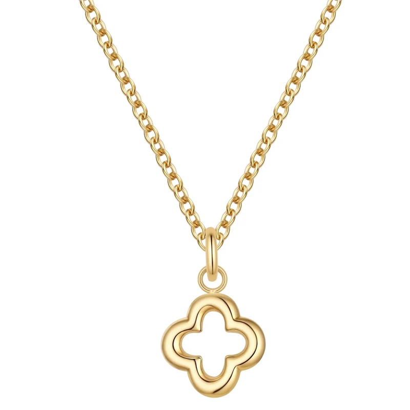 Glanzstücke München Mittellange Halskette Edelstahl Halskette Kleeblatt gold