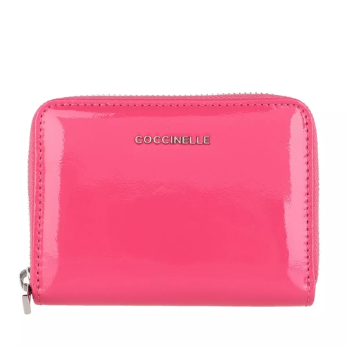 Coccinelle Portafoglio Naplack Glossy Pink Portemonnaie mit Zip-Around-Reißverschluss