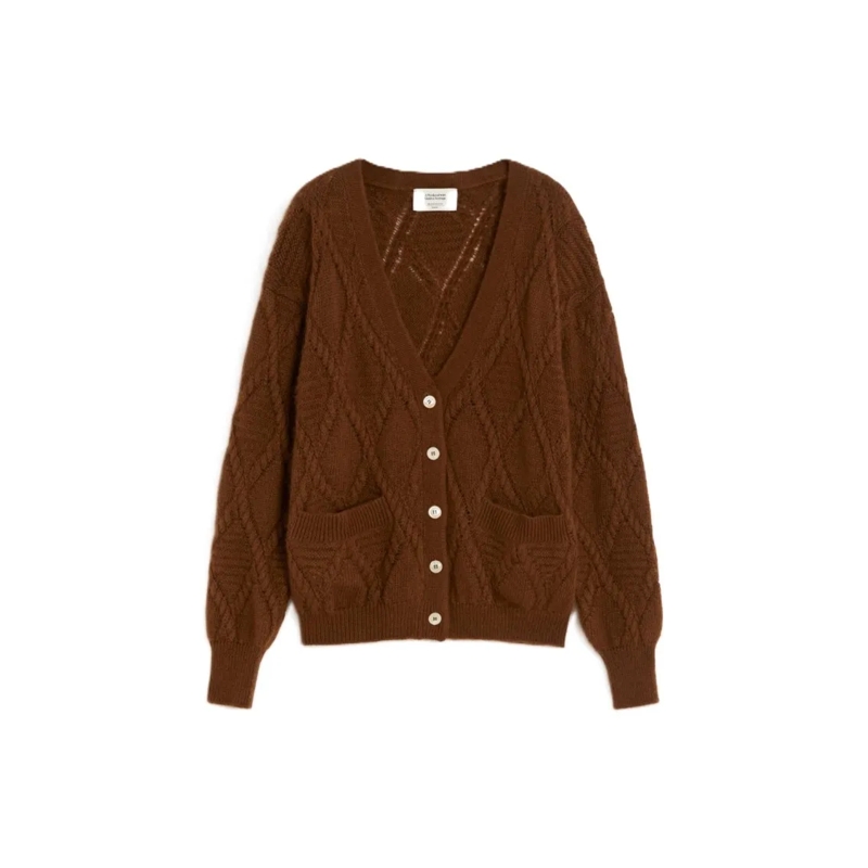 Max Mara Vest Textured Brown Knit Bolero With Button-Down Front Brown