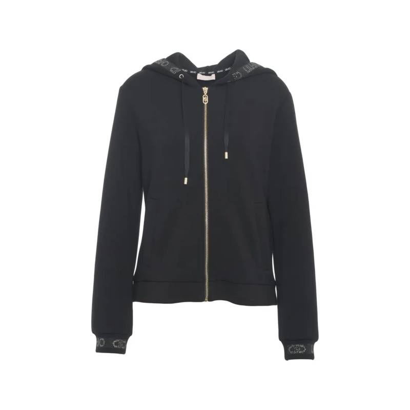 LIU JO  Hooded Sweatshirt With Rhinestones Black
