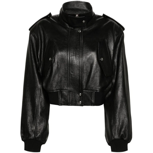 Khaite Black Cropped Leather Jacket Black Läderjackor