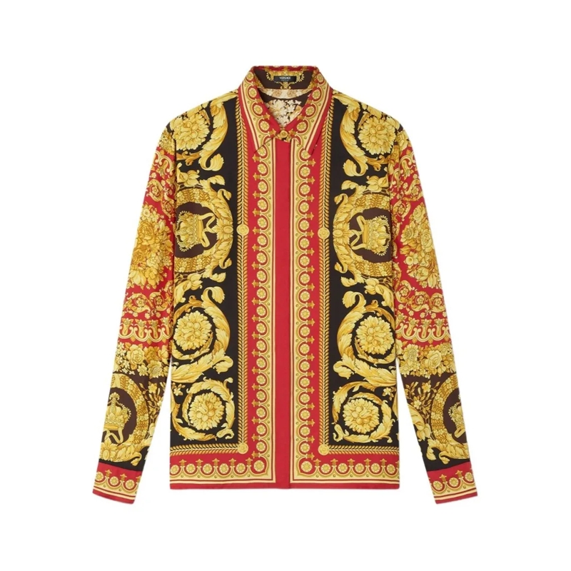 Versace Hemd Baroque Print Long-Sleeve Top Brown