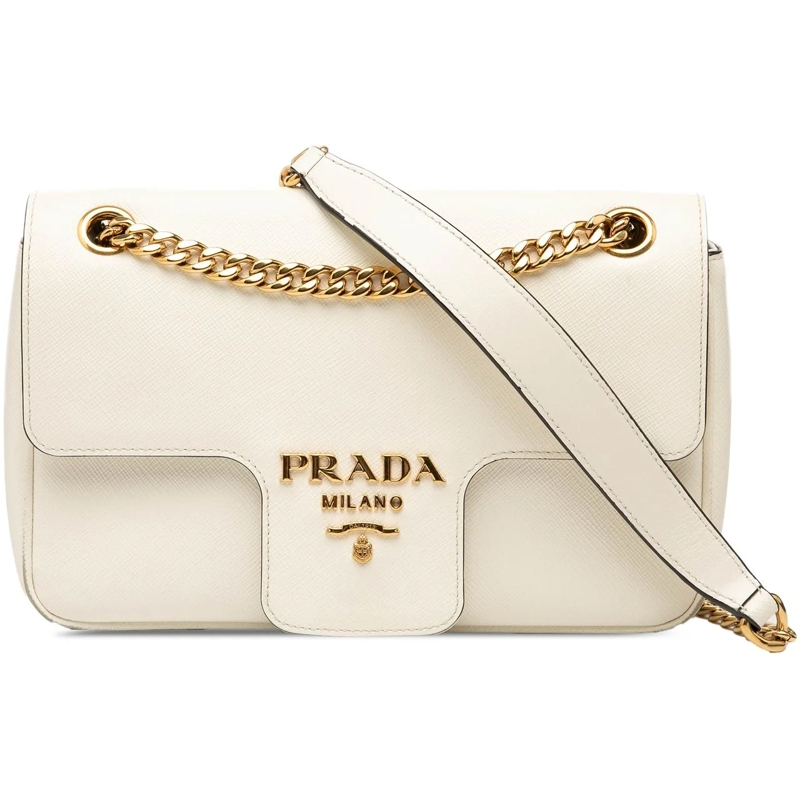 Prada Schultertasche Saffiano Pattina Chain Crossbody weiß