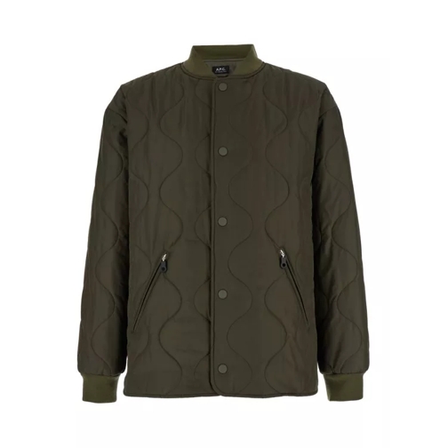 A.P.C. Florent' Jacket With Press Buttons In Quilted Fabr Green 