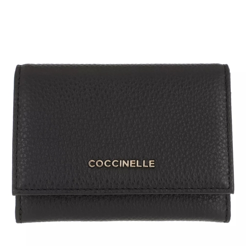 Coccinelle Metallic Soft Wallet Noir Portemonnaie mit Überschlag